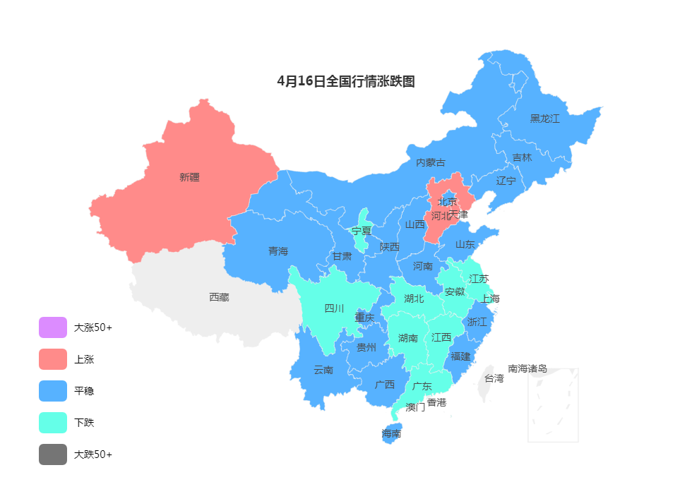 4月16日全國(guó)鋼價(jià)行情漲跌圖   